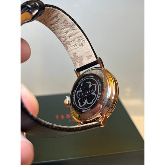 Ted Baker Phylipa Ladies Black Lizard Leather Strap Watch/Rose Gold Bow-Tie - Picture 12 of 16